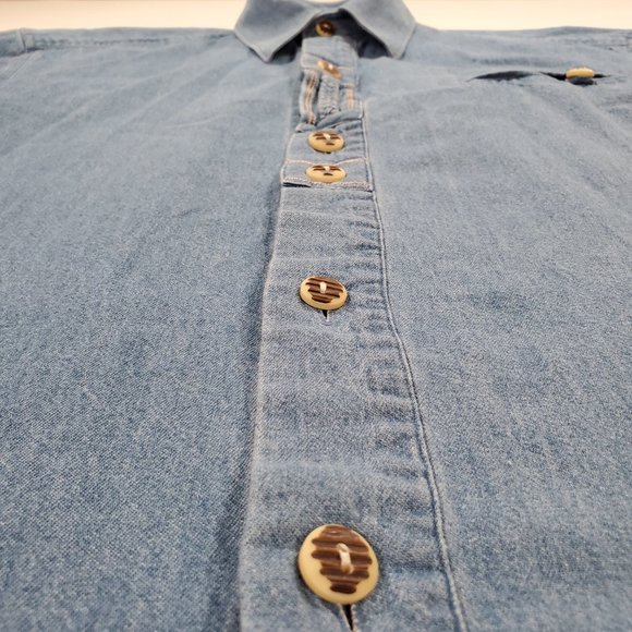 Landhaus C&A Naturally Shirt Mens Medium Blue Denim Classic Fit Button Up Casual - Picture 5 of 15